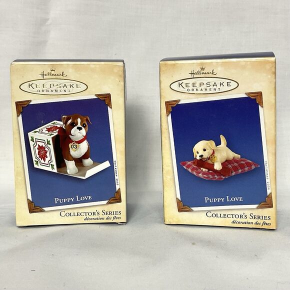 Puppy Love Hallmark Ornament Lot #13 & #14 Dated  2003 2004 Boxer & Lab - Picture 9 of 9